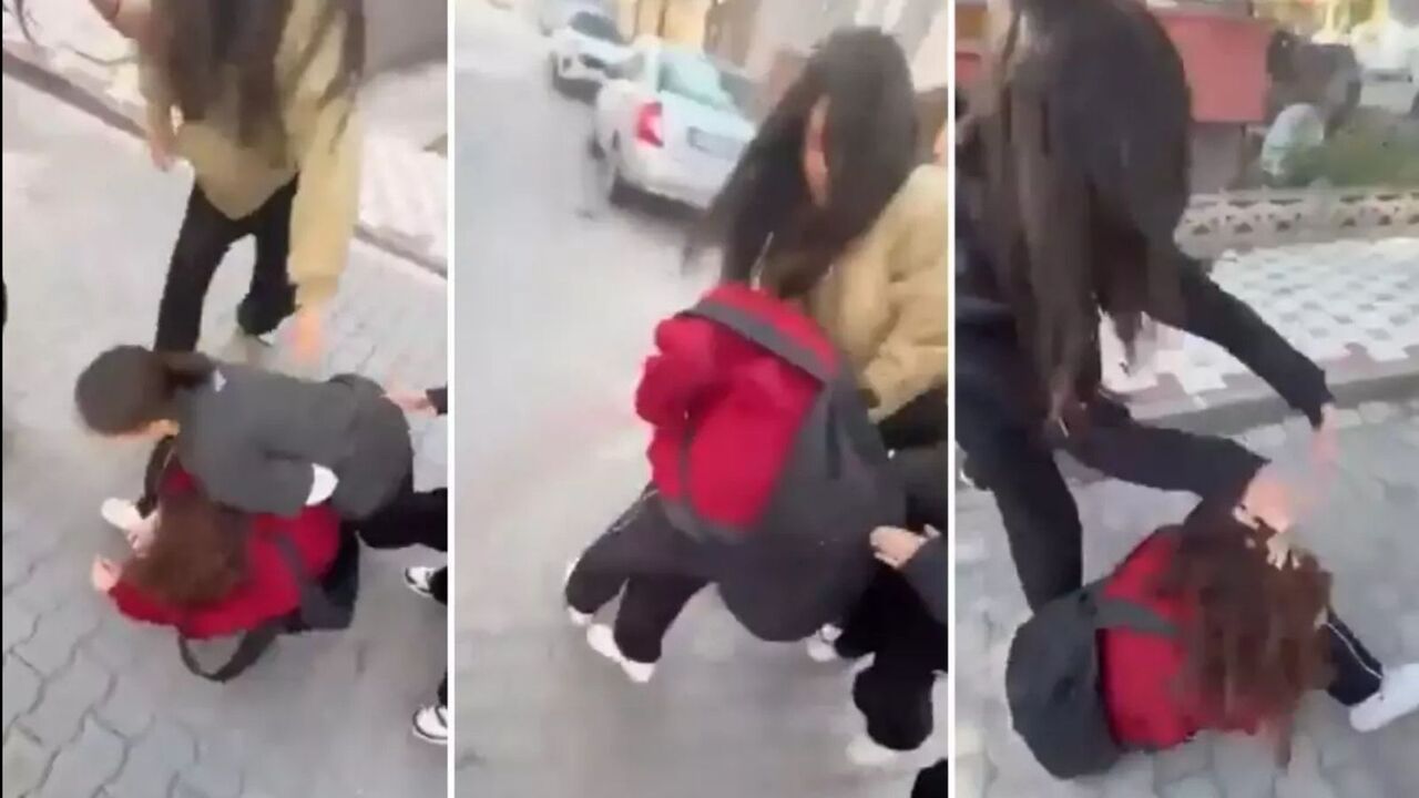 En Büyüğü 13 Yaşında! Küçük Kızlara Ait Kavga Görüntüleri!