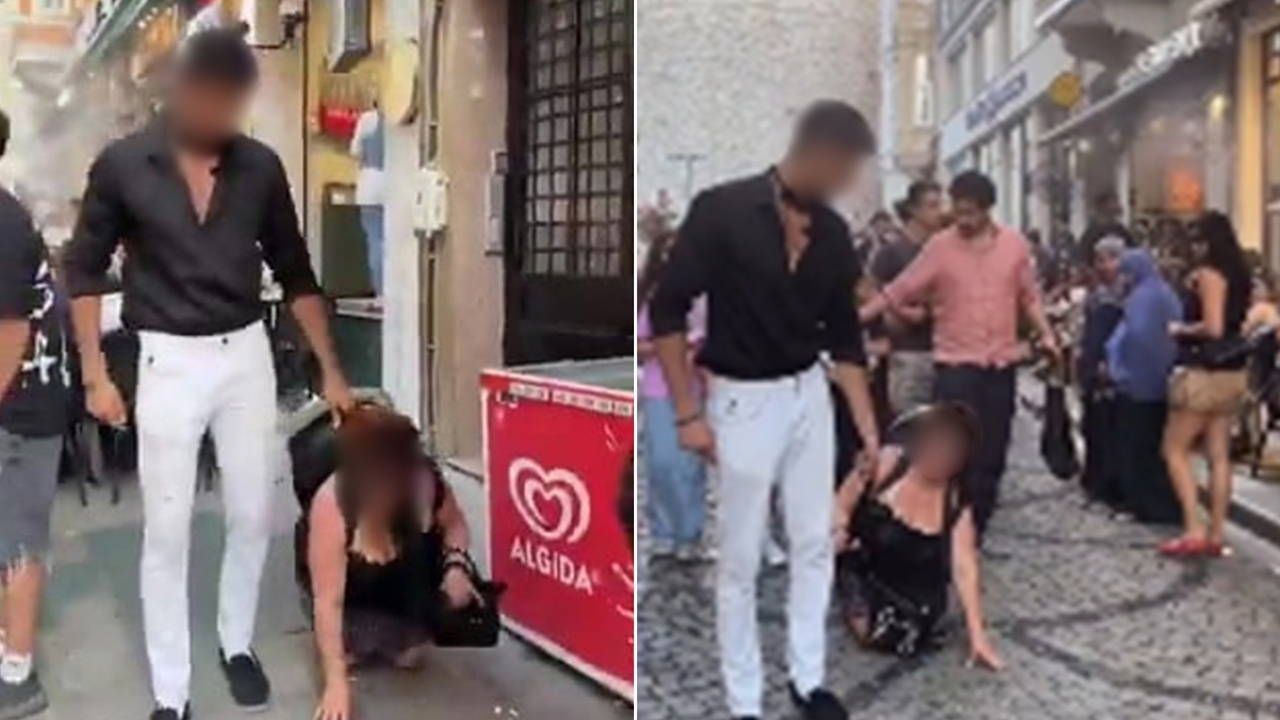 Tasma taktığı kadını sokakta dolaştırdı