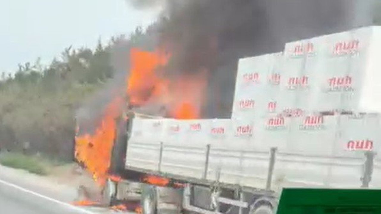 TEM'de Seyir Halindeki Tır Alevlere Teslim Oldu