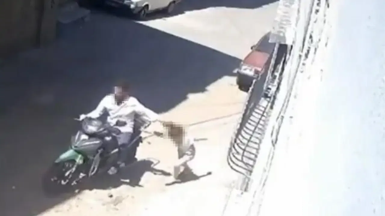 Kız Çocuğunu Motorla Sürükleyerek Dövdü