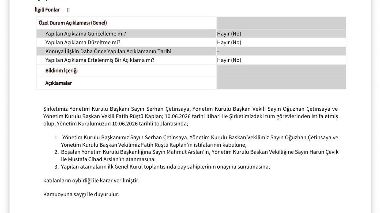 Kocaeli merkezli şirkette üst düzey istifalar