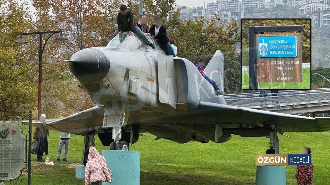Sekapark'taki F-4'e çocuklar tırmandı