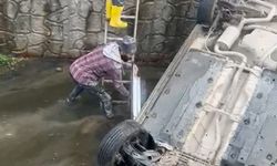 Otomobil Su Kanalına Uçtu