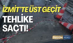 İzmit’te Üst Geçitte Islak Beton Tehlike Yarattı