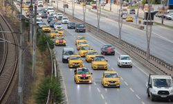 Taksicilerden 150 araçlık konvoyla tepki