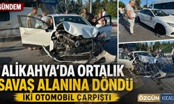 Alikahya’da ortalık savaş alanına döndü: İki otomobil çarpıştı