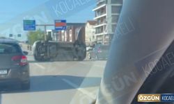 Otogar yolu üzerindeki köprüde araç takla attı