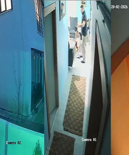 Baba ve 14 Aylık Kızının Darp Edildiği Anlar Kamerada