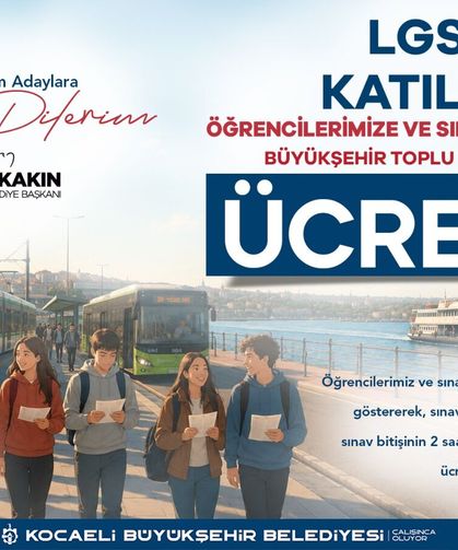 Kocaeli’de LGS Günü Ulaşım Ücretsiz Olacak