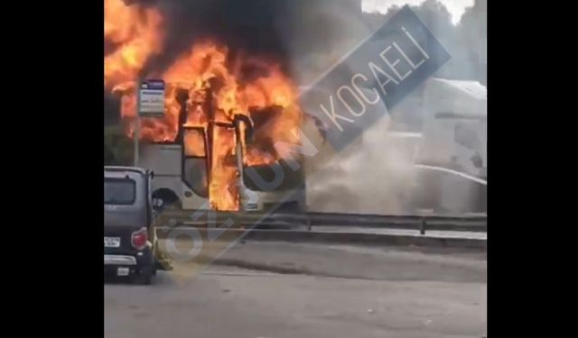 İzmit'te otobüs yangını!