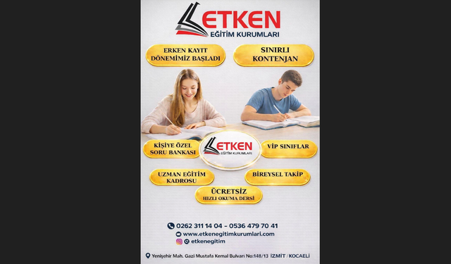 Etken Eğitim Kurumları’nda Erken Kayıt Dönemi Başladı