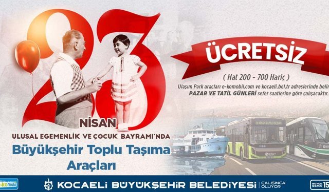 Kocaeli’de Bayram Günü Ulaşım Ücretsiz Olacak