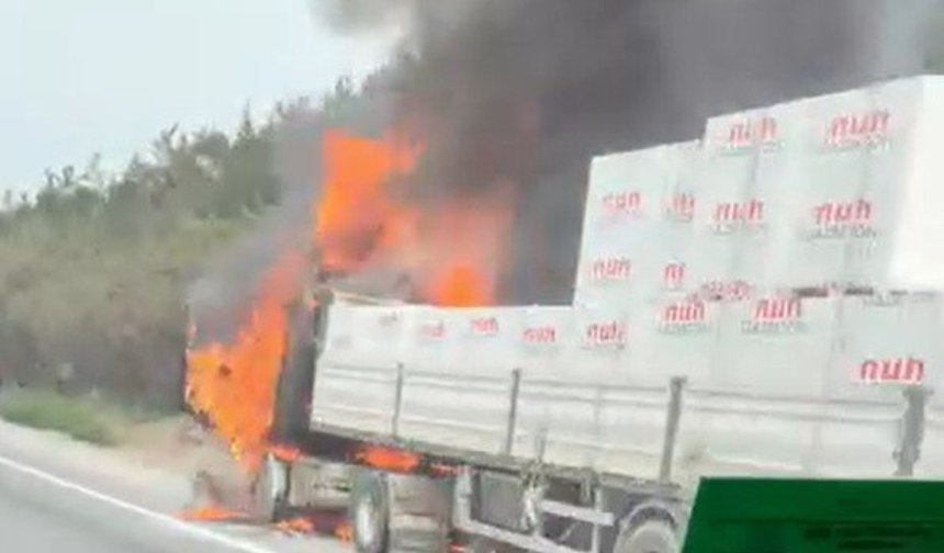 TEM'de Seyir Halindeki Tır Alevlere Teslim Oldu