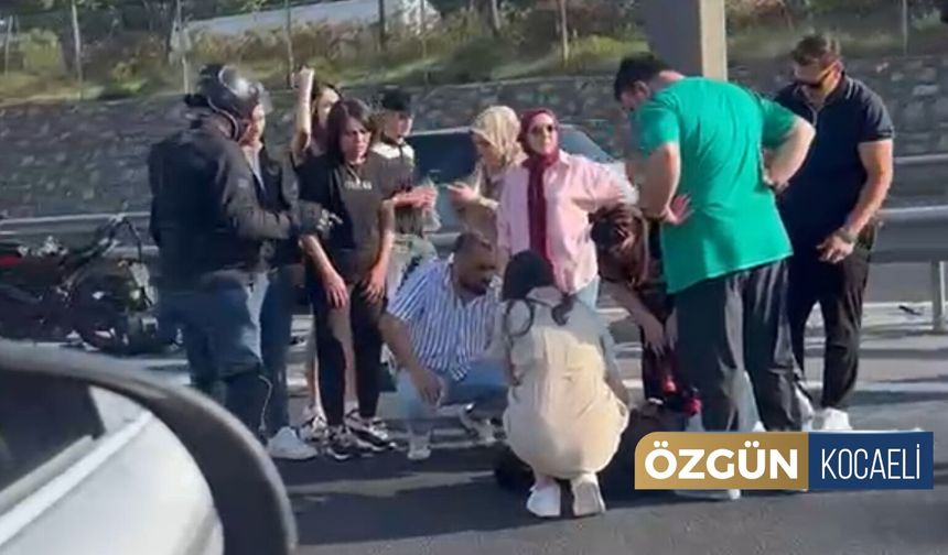 Gebze Kocaeli yönünde zincirleme kaza: Motosiklet sürücüsü yaralandı