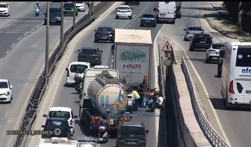 Seymen Tüneli çıkışında kaza! İzmit yönü kilitlendi
