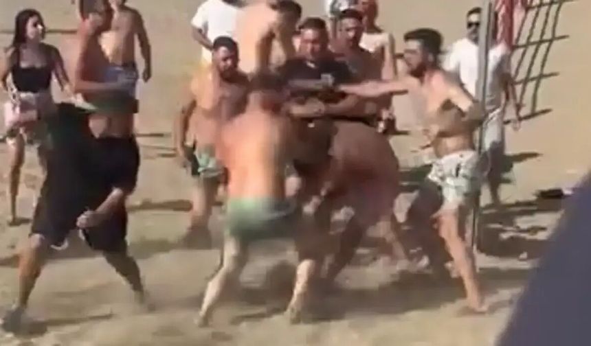 Cebeci Sahili’nde tekme yumruk kavga