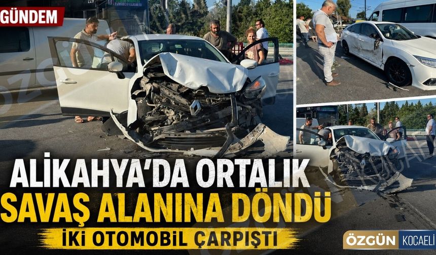 Alikahya’da ortalık savaş alanına döndü: İki otomobil çarpıştı