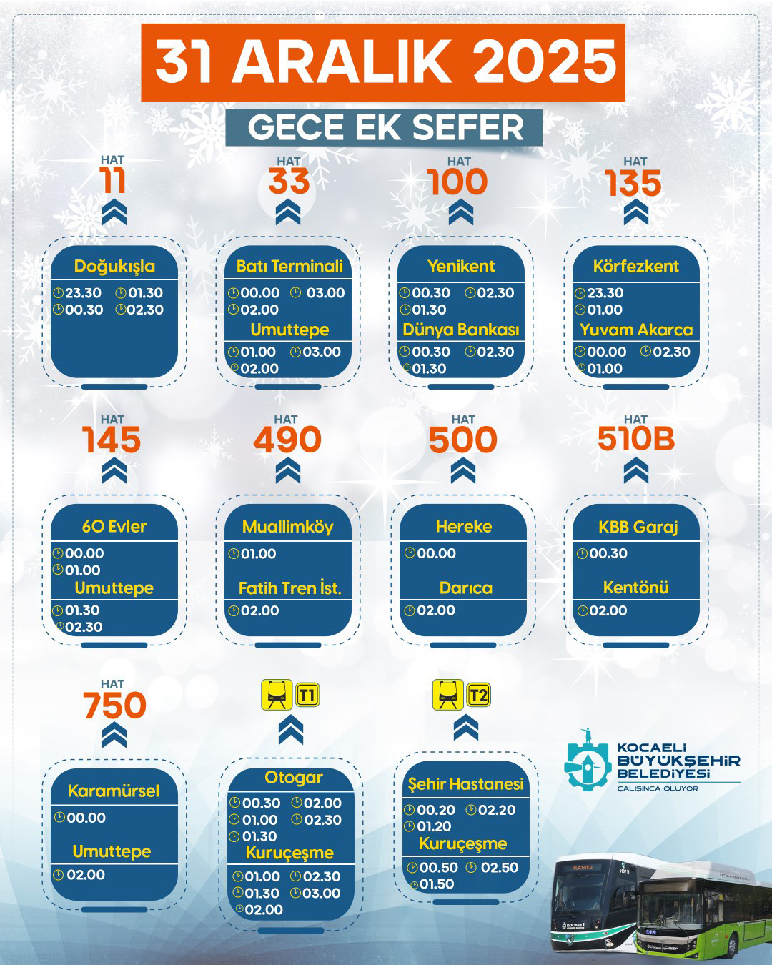 Büyükşehir'den Ulaşıma Yılbaşı Düzenlemesi.