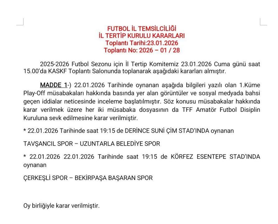 Kocaelideki Tartismali Play Off Macinin Dosyasi Ankaraya Gonderildi Cagdas Kocaeli Gazetesi 2