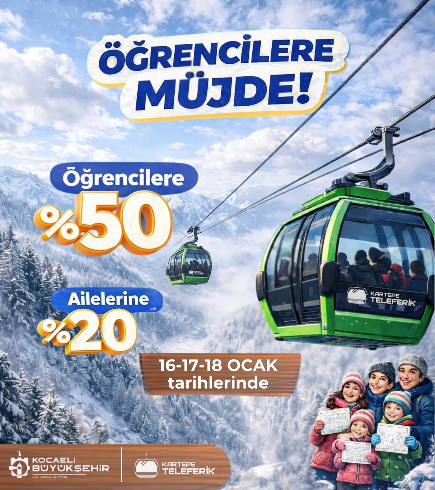 Yarıyıl Tatilinin Keyfi Kartepe Teleferik'te Çıkacak