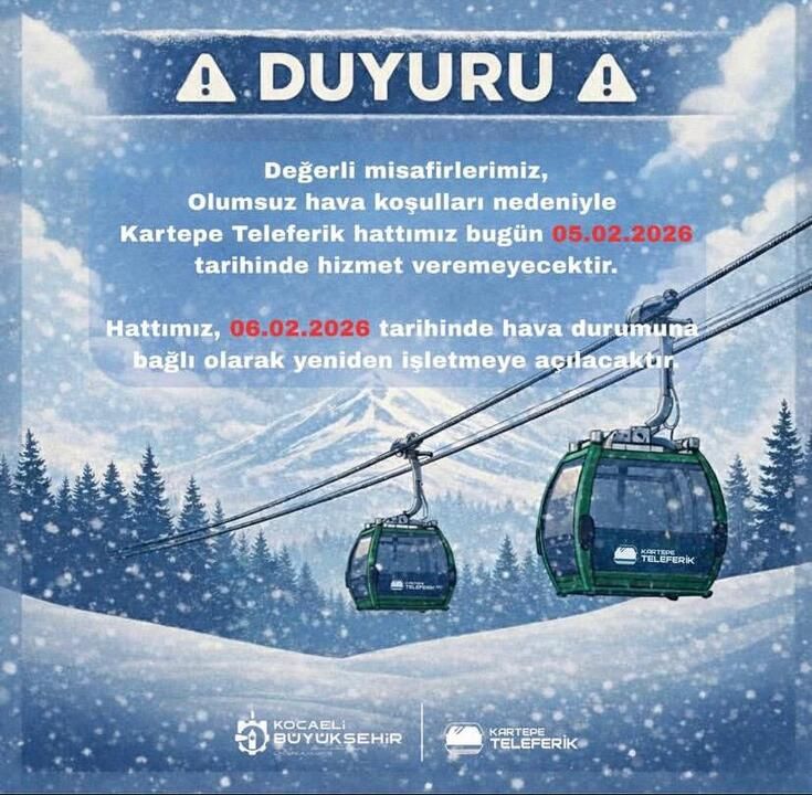 Kartepe Teleferik Hatti Bugun Hizmet Vermeyecek