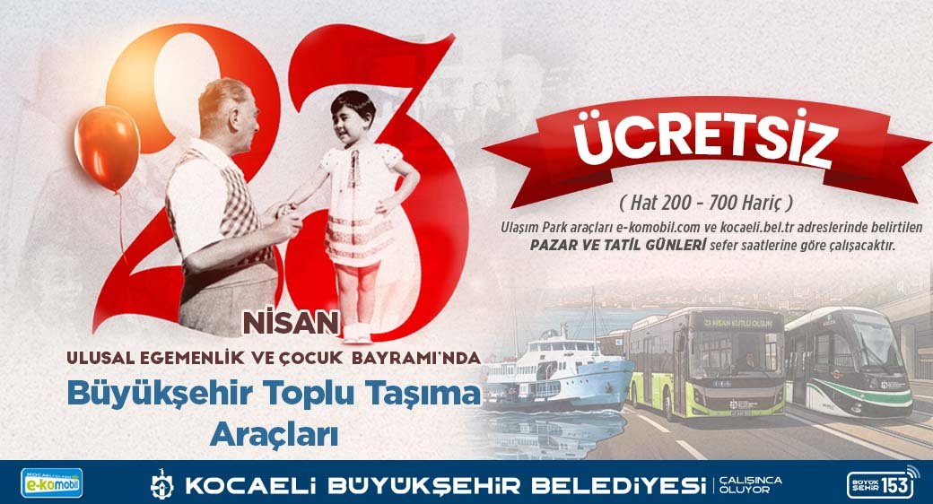 23 Nisan'da Kocaeli'de Ulaşım Ücretsiz (2)