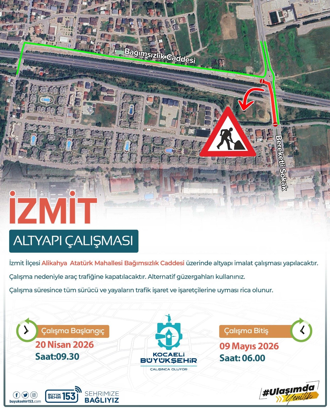 Bağımsızlık Caddesi'nde Altyapı Çalışması