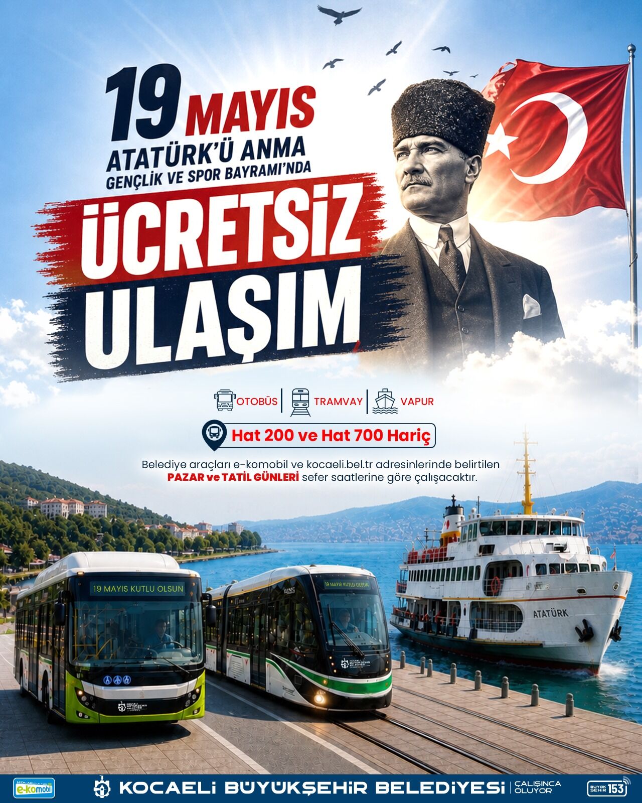 19 Mayıs’ta Toplu Taşıma Ücretsiz (1)