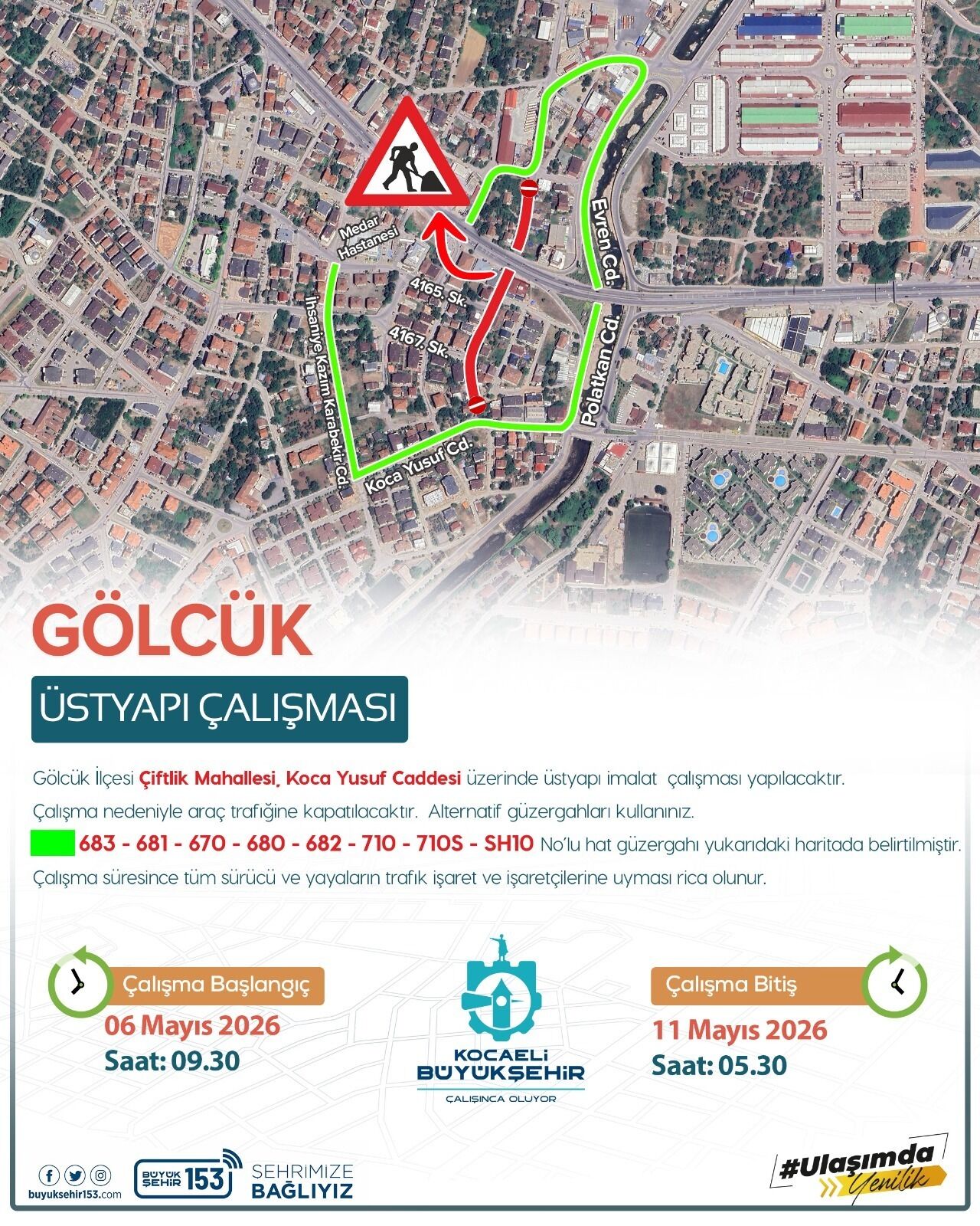 Gölcük Koca Yusuf Caddesi’nde Çalışma Var