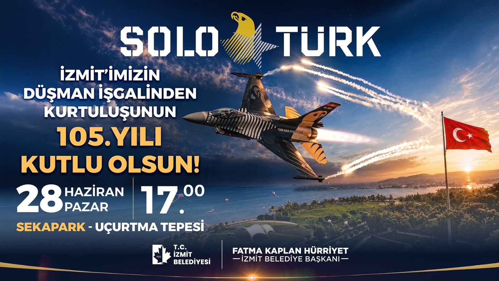 İzmit’in Kurtuluşunun 105. Yılı Solotürk Gösterisiyle Kutlanacak