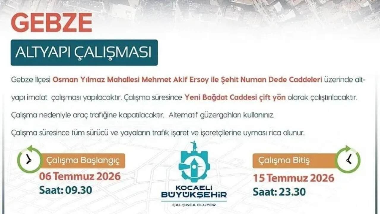 Kocaeli'de Iki Cadde 10 Gün Trafiğe Kapatılacak! İşte Alternatif Güzergâh (1)
